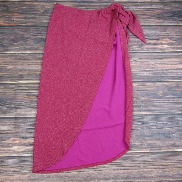 Good American NEW XS-XL Size 0-4 Pink Sparkle Glitter Tie Sarong Beach Summer - Picture 3 of 7